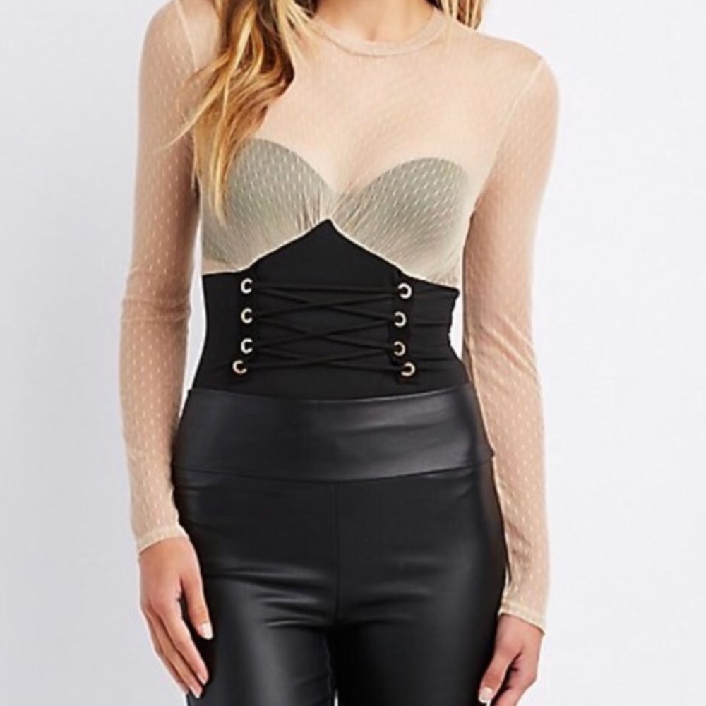 Nude Lade Corset Bodysuit